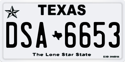 TX license plate DSA6653