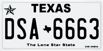 TX license plate DSA6663