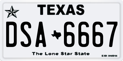 TX license plate DSA6667