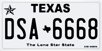 TX license plate DSA6668