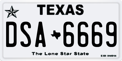 TX license plate DSA6669