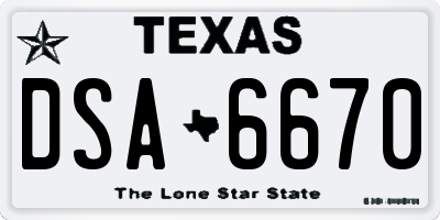 TX license plate DSA6670