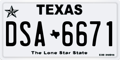 TX license plate DSA6671