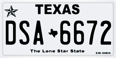 TX license plate DSA6672