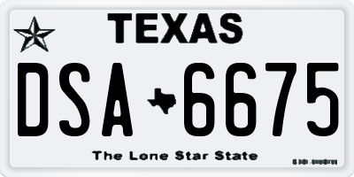 TX license plate DSA6675