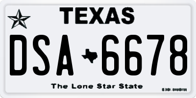 TX license plate DSA6678