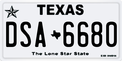 TX license plate DSA6680