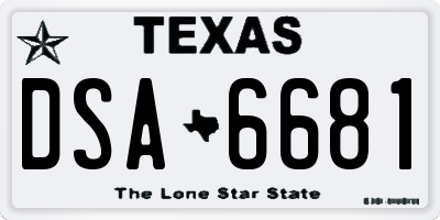 TX license plate DSA6681