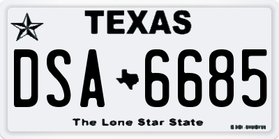 TX license plate DSA6685