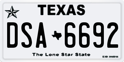 TX license plate DSA6692