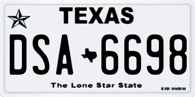 TX license plate DSA6698