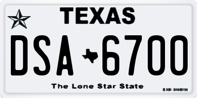 TX license plate DSA6700