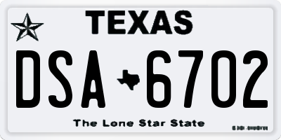 TX license plate DSA6702
