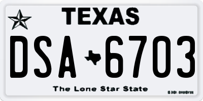 TX license plate DSA6703