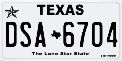 TX license plate DSA6704
