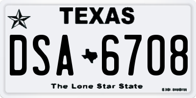 TX license plate DSA6708