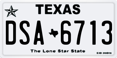 TX license plate DSA6713