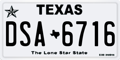 TX license plate DSA6716