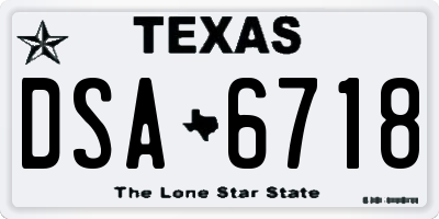TX license plate DSA6718