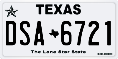 TX license plate DSA6721