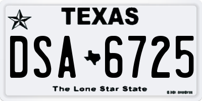 TX license plate DSA6725