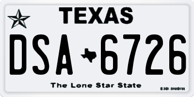 TX license plate DSA6726