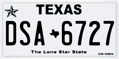 TX license plate DSA6727