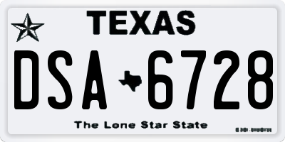 TX license plate DSA6728