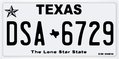 TX license plate DSA6729