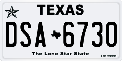 TX license plate DSA6730