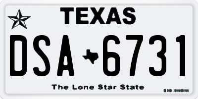TX license plate DSA6731