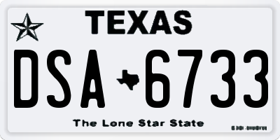 TX license plate DSA6733