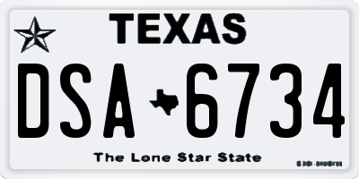 TX license plate DSA6734