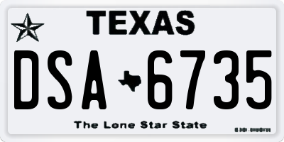 TX license plate DSA6735