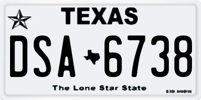 TX license plate DSA6738