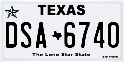 TX license plate DSA6740