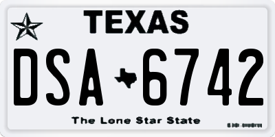 TX license plate DSA6742