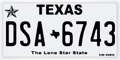 TX license plate DSA6743