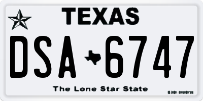 TX license plate DSA6747