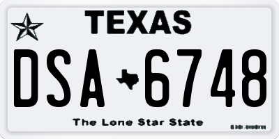 TX license plate DSA6748