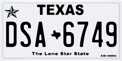 TX license plate DSA6749