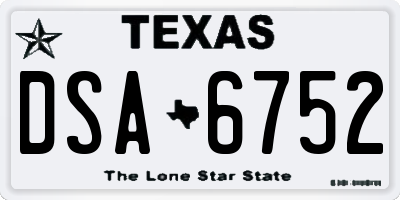 TX license plate DSA6752