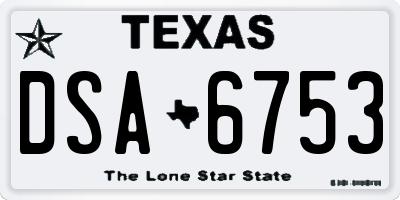 TX license plate DSA6753