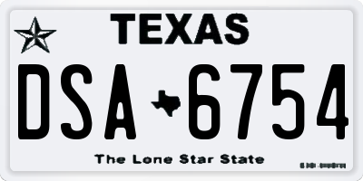 TX license plate DSA6754