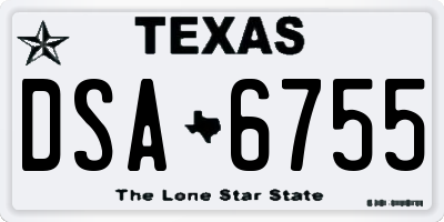TX license plate DSA6755