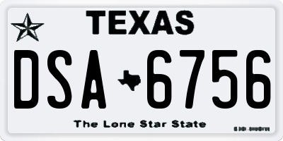 TX license plate DSA6756