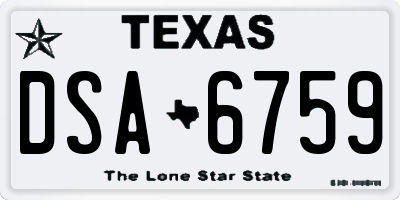 TX license plate DSA6759