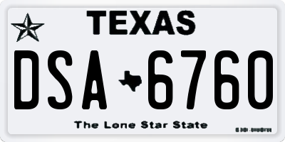 TX license plate DSA6760