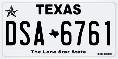 TX license plate DSA6761