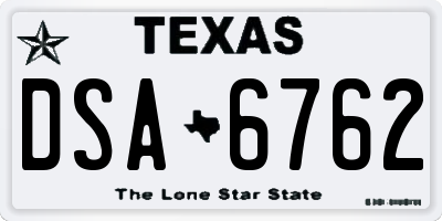 TX license plate DSA6762
